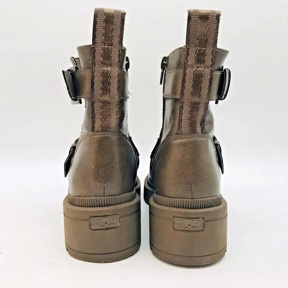 Rocket Dog Brown Conrad Ankle Boots Women's 6.5 Chunky Y2K Straps Buckles Bootie